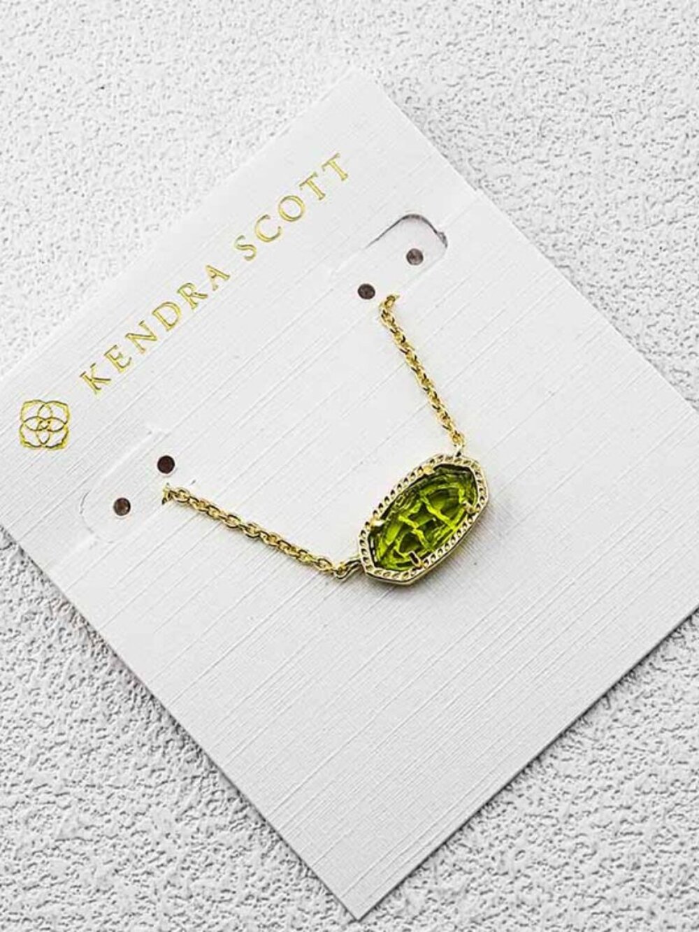 Kendra Scott Gold Necklace with Lime Green Stone